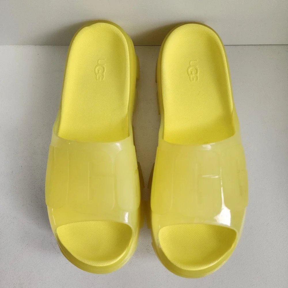 UGG Women's Size 8 Jella Clear Slide Neon Bright Yellow Translucent Sandal Slide